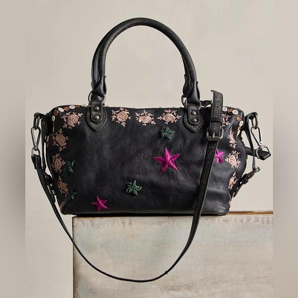 New Free People x The Falls Baby Emerson Tote Bag Floral Embroidered Buttons - Picture 2 of 14